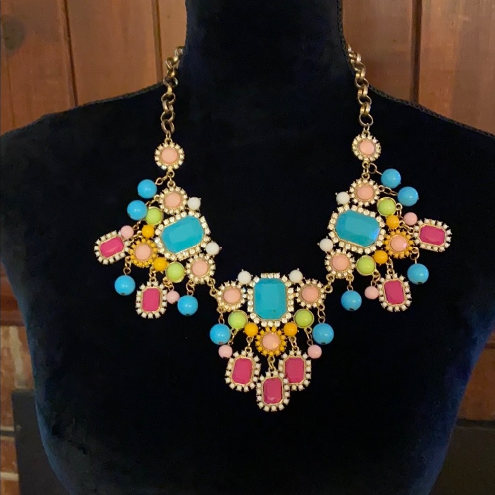 Necklace multicolor statement piece rhinestones